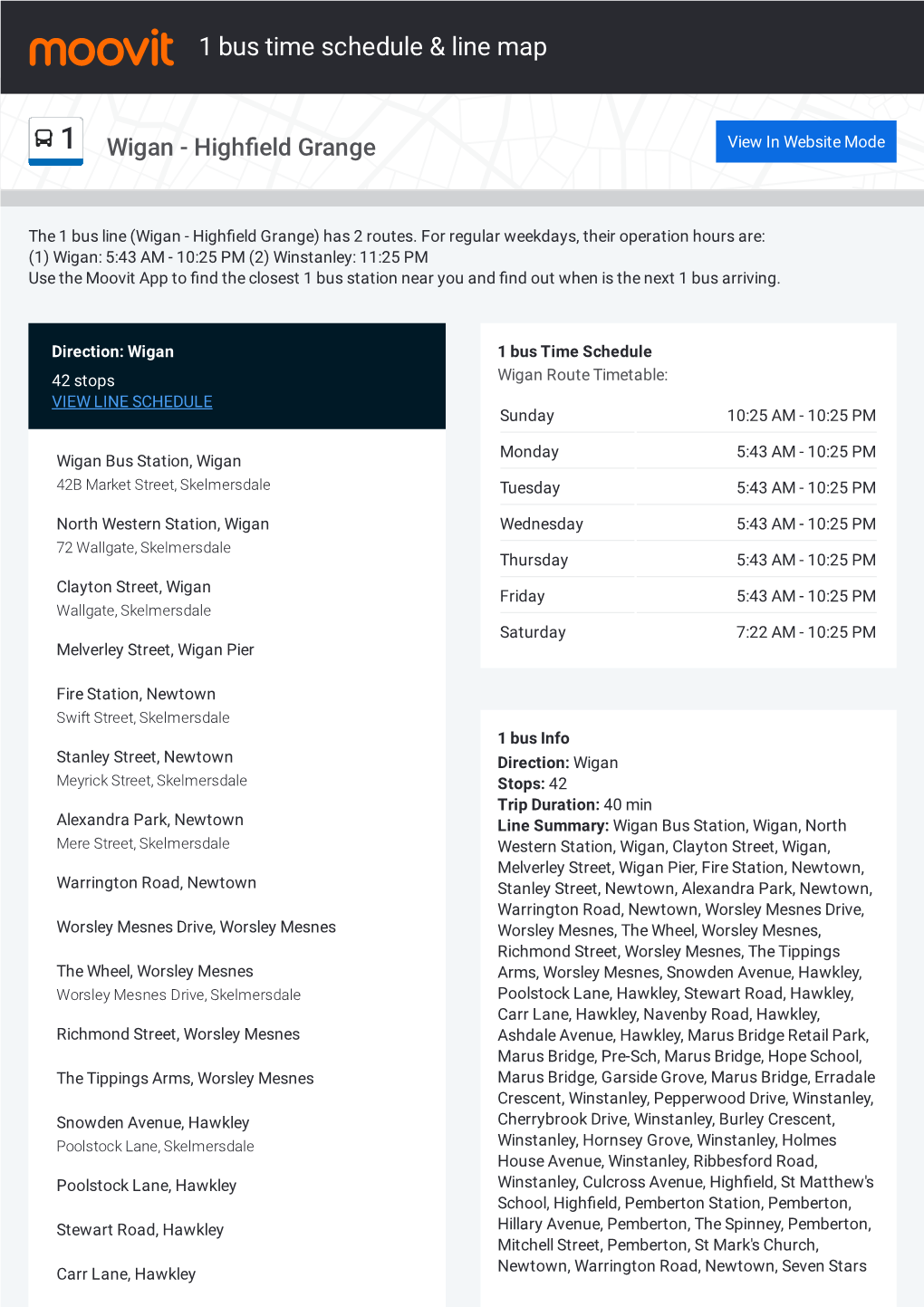 1 Bus Time Schedule & Line Route