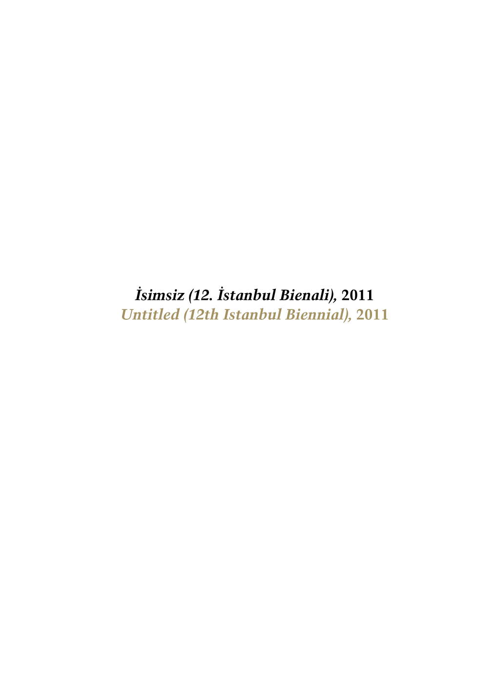 İsimsiz (12. İstanbul Bienali), 2011 Untitled (12Th Istanbul Biennial), 2011 Katalog the Catalogue