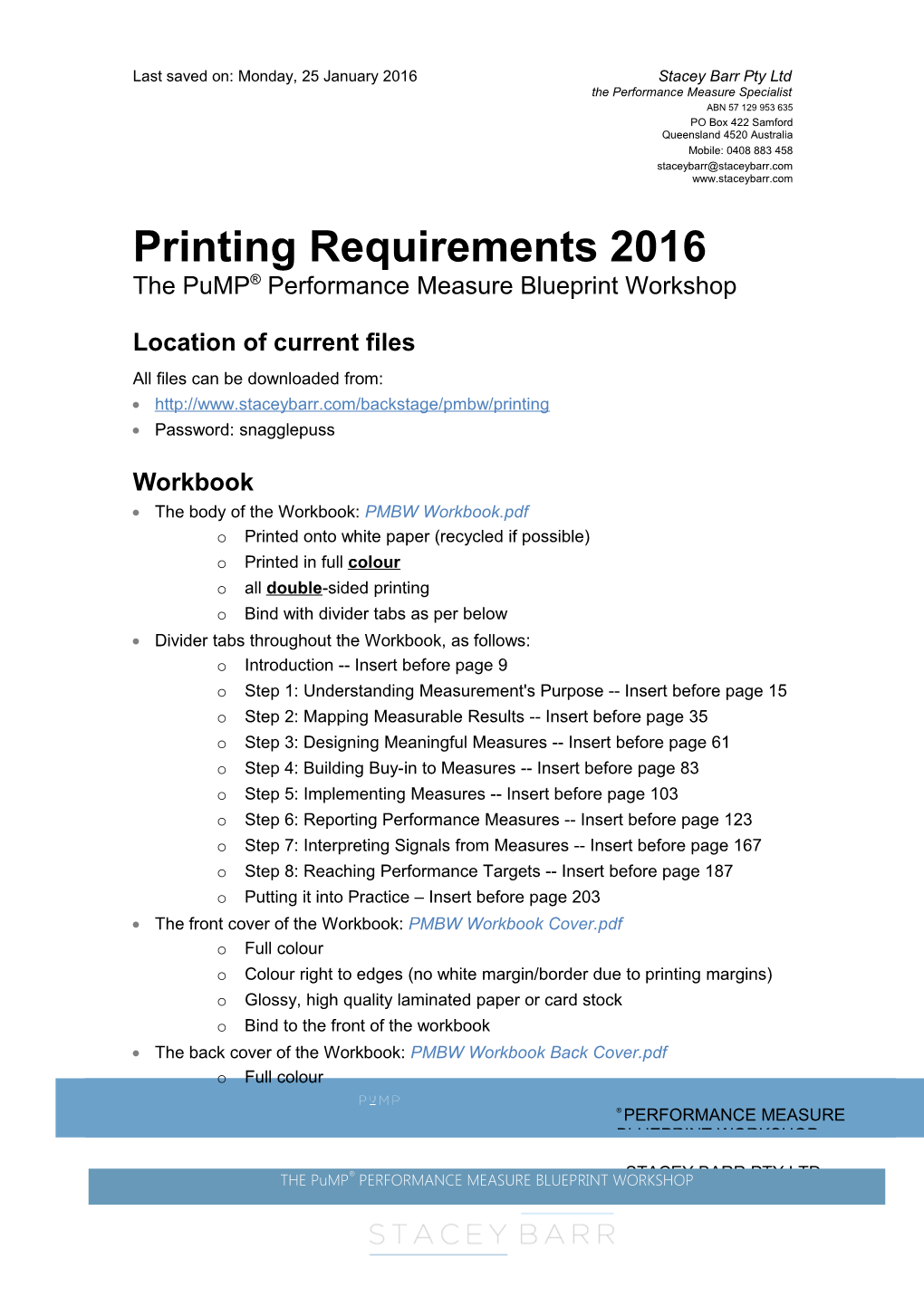 Printing Requirements 2016