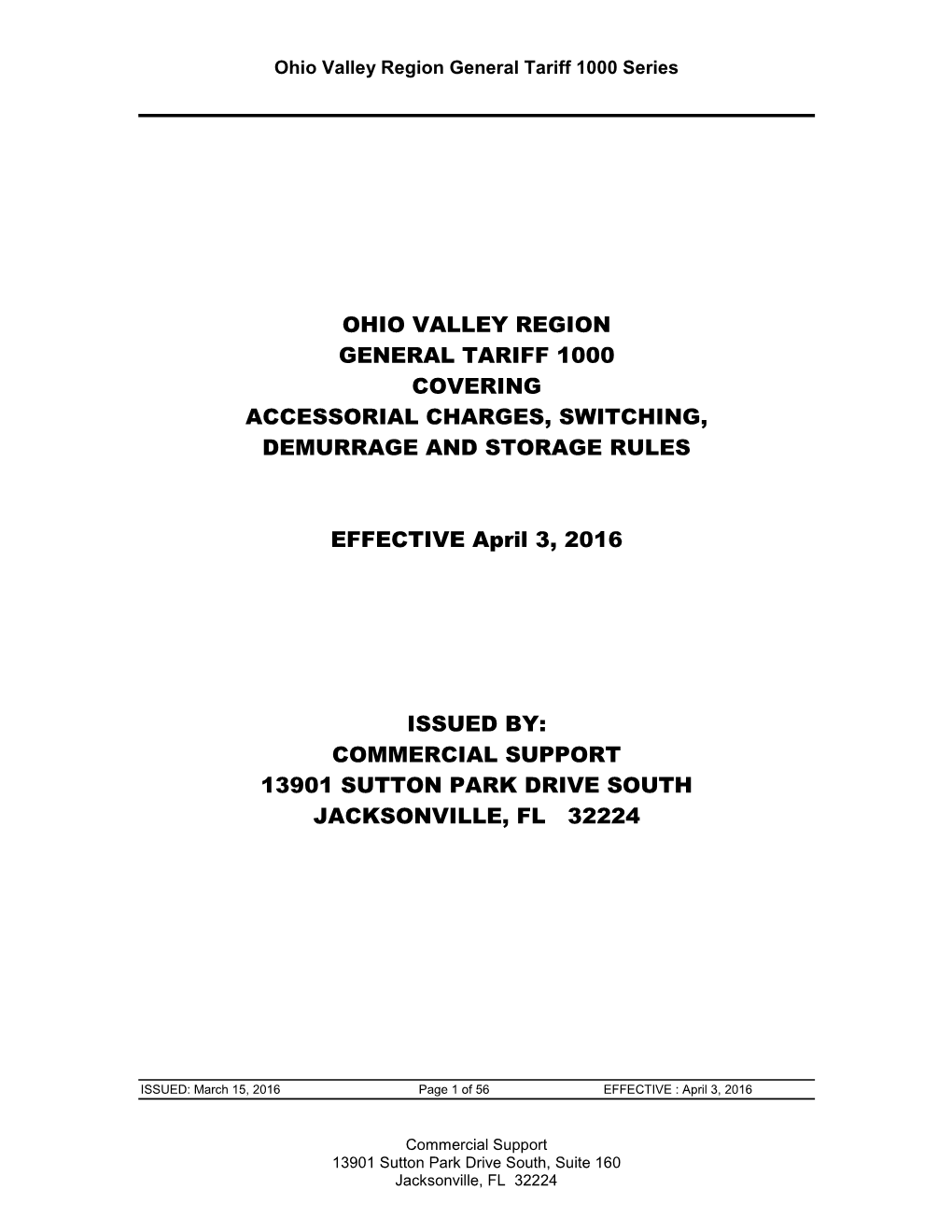 General Tariff 1000 – Ohio Valley Region