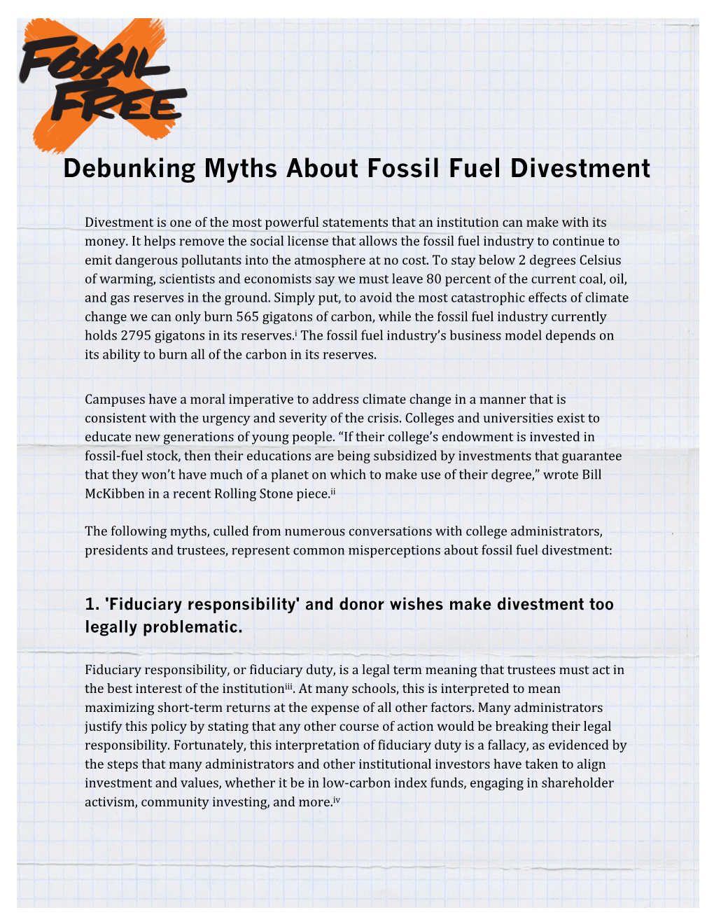 Debunking Myths About Fossil Fuel Divestment