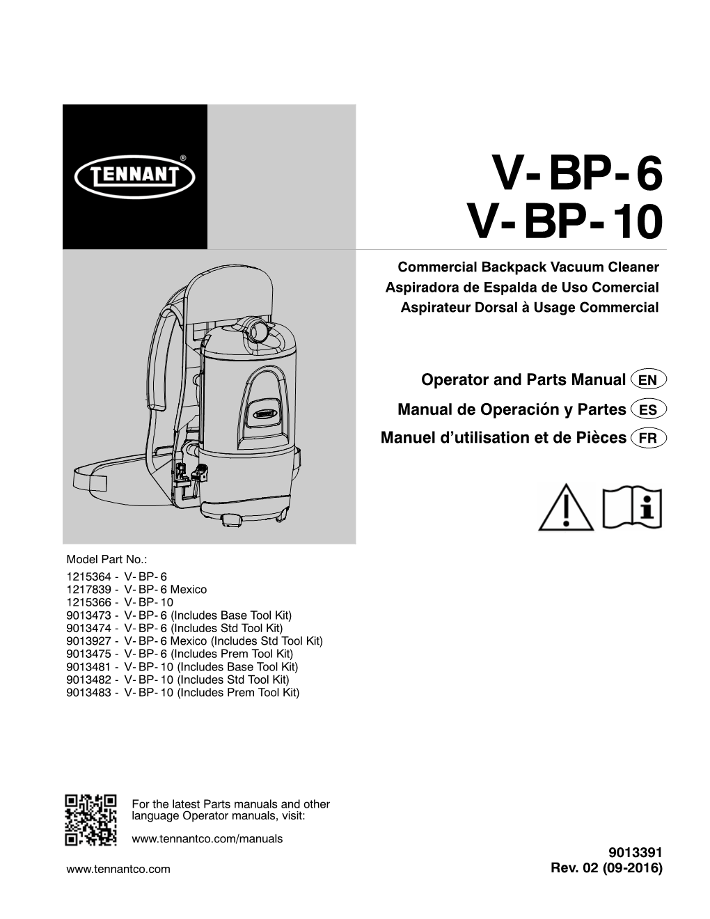 V-BP-6 / V-BP-10 Operator and Parts Manual