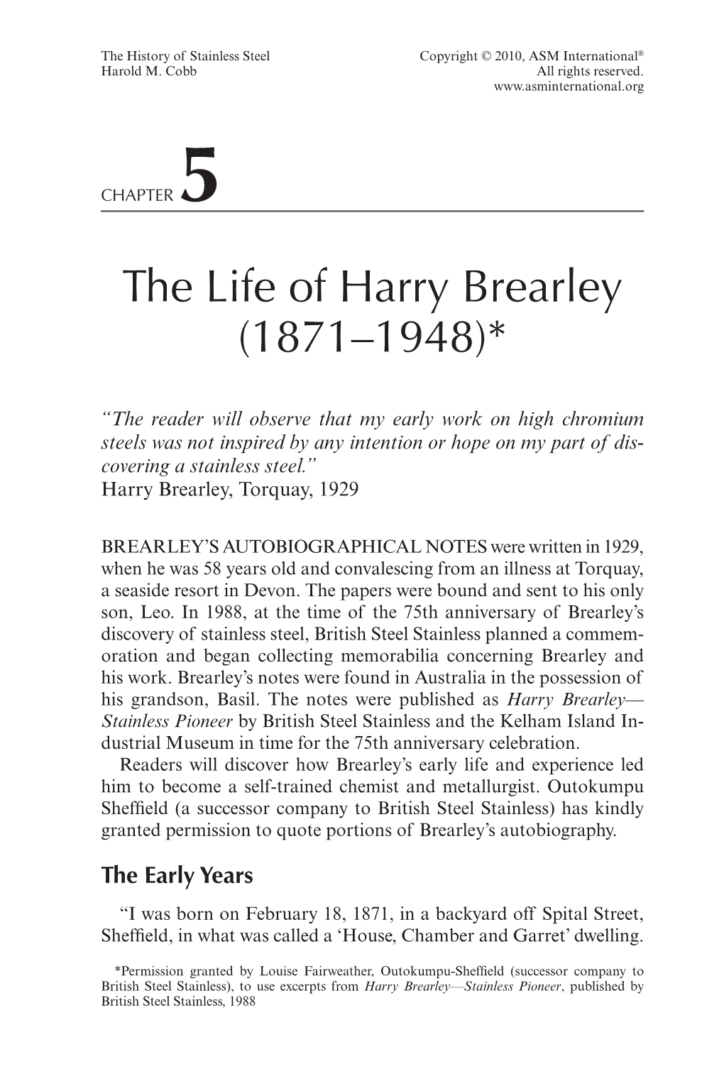 The Life of Harry Brearley (1871–1948)*