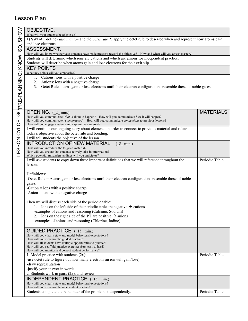 P-3 Overall Ratings and Rationale Create Rigorous, Objective-Driven Lesson Plans So That