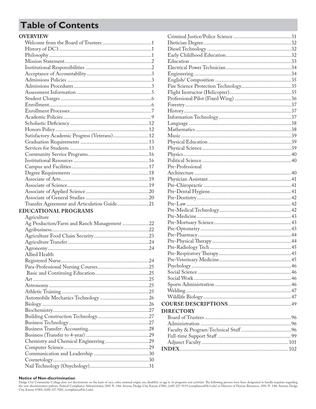 Table of Contents