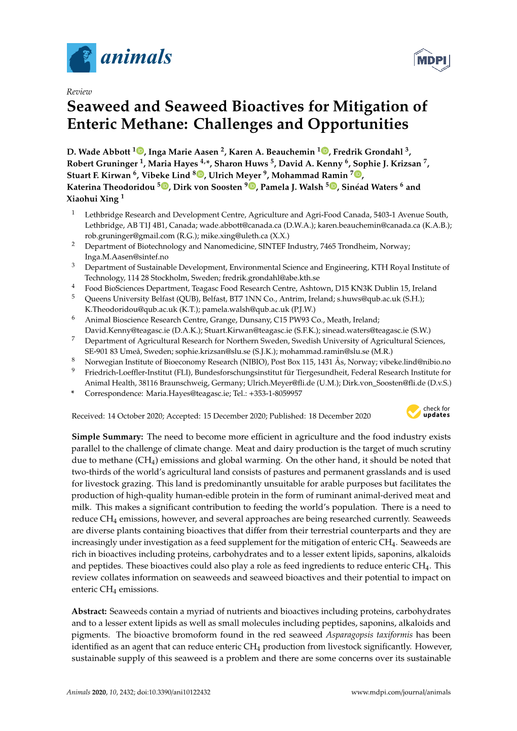 Seaweed and Seaweed Bioactives for Mitigation of Enteric Methane: Challenges and Opportunities