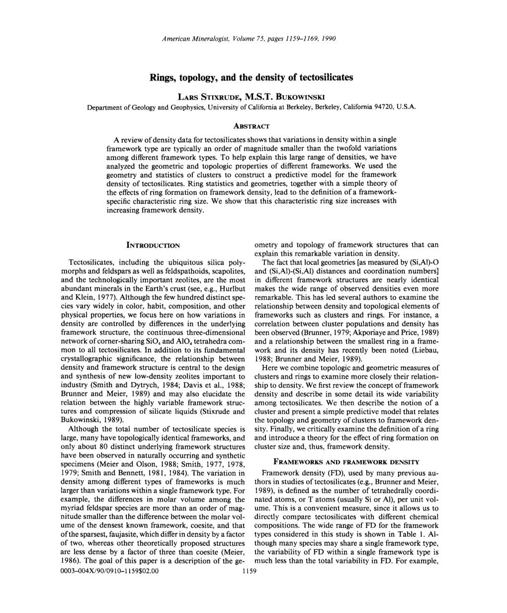 Rings, Topology, and the Density of Tectosilicates