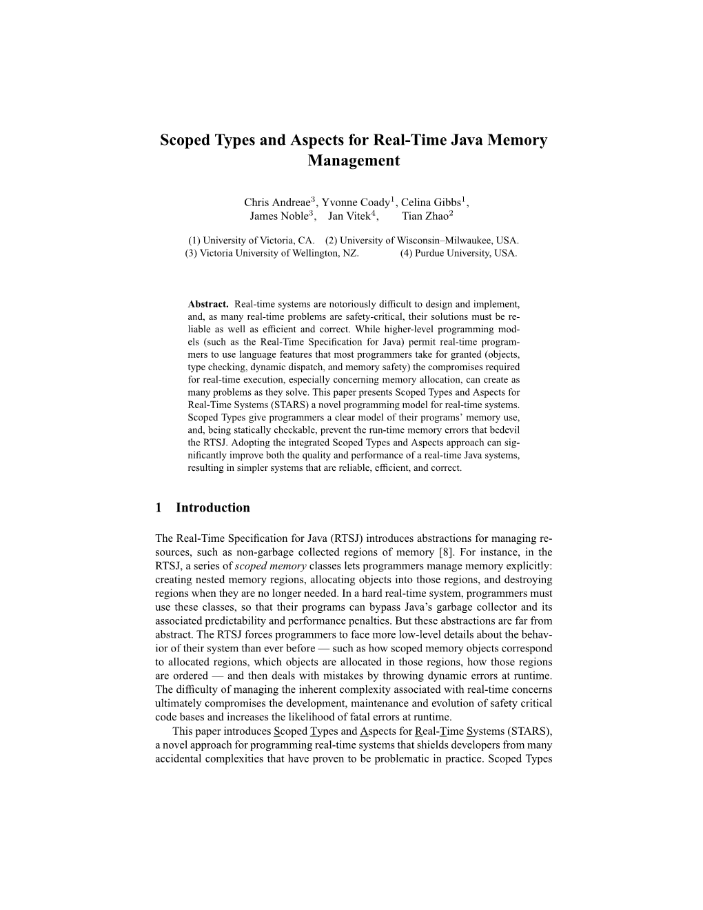 Scoped Types and Aspects for Real-Time Java Memory Management