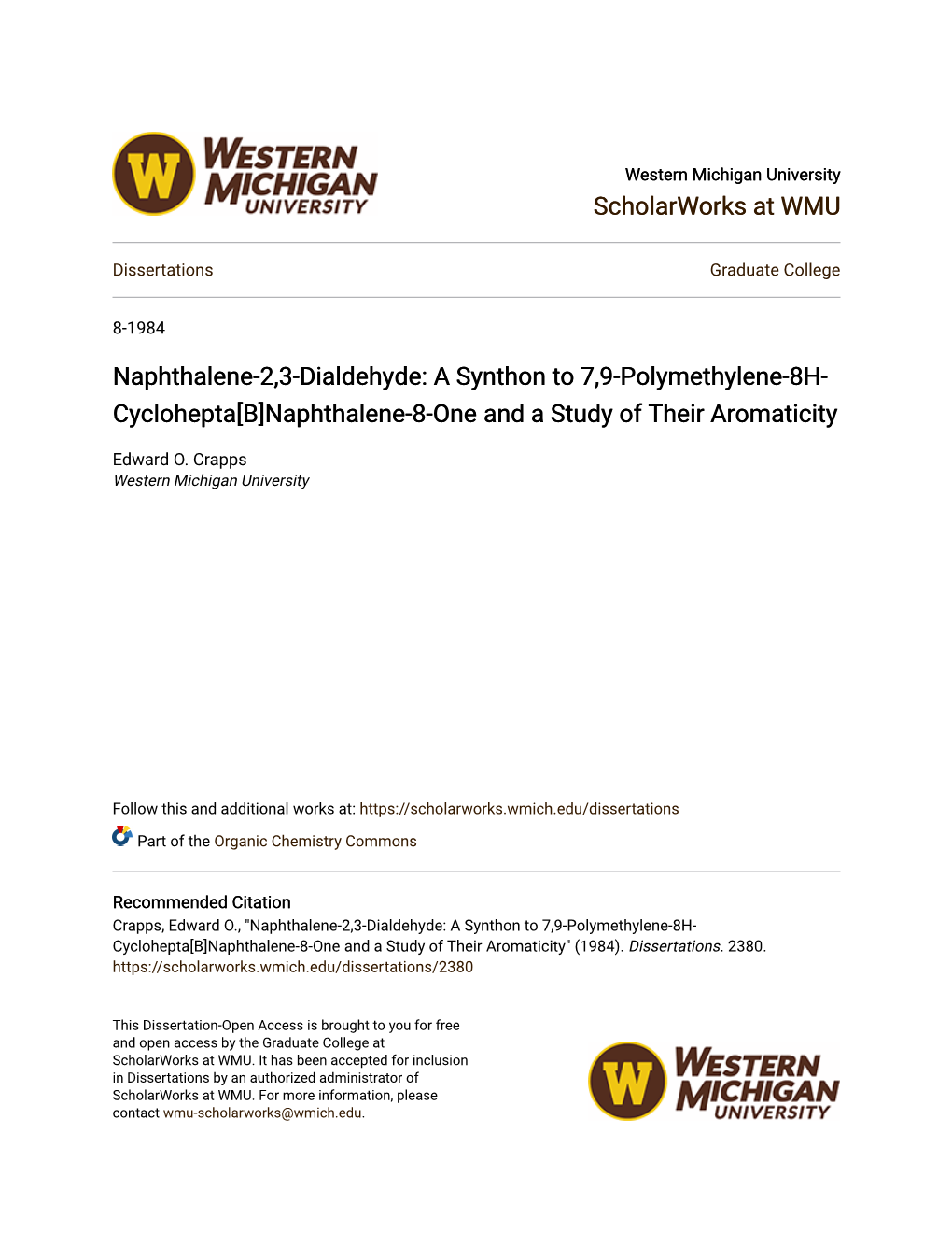 Naphthalene-2,3-Dialdehyde: a Synthon to 7,9-Polymethylene-8H- Cyclohepta[B]Naphthalene-8-One and a Study of Their Aromaticity