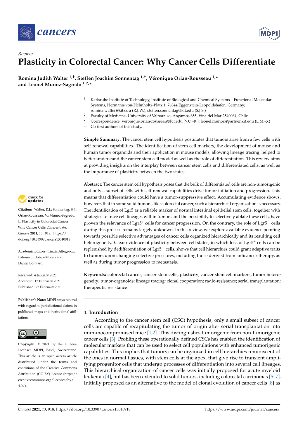 Plasticity in Colorectal Cancer: Why Cancer Cells Differentiate