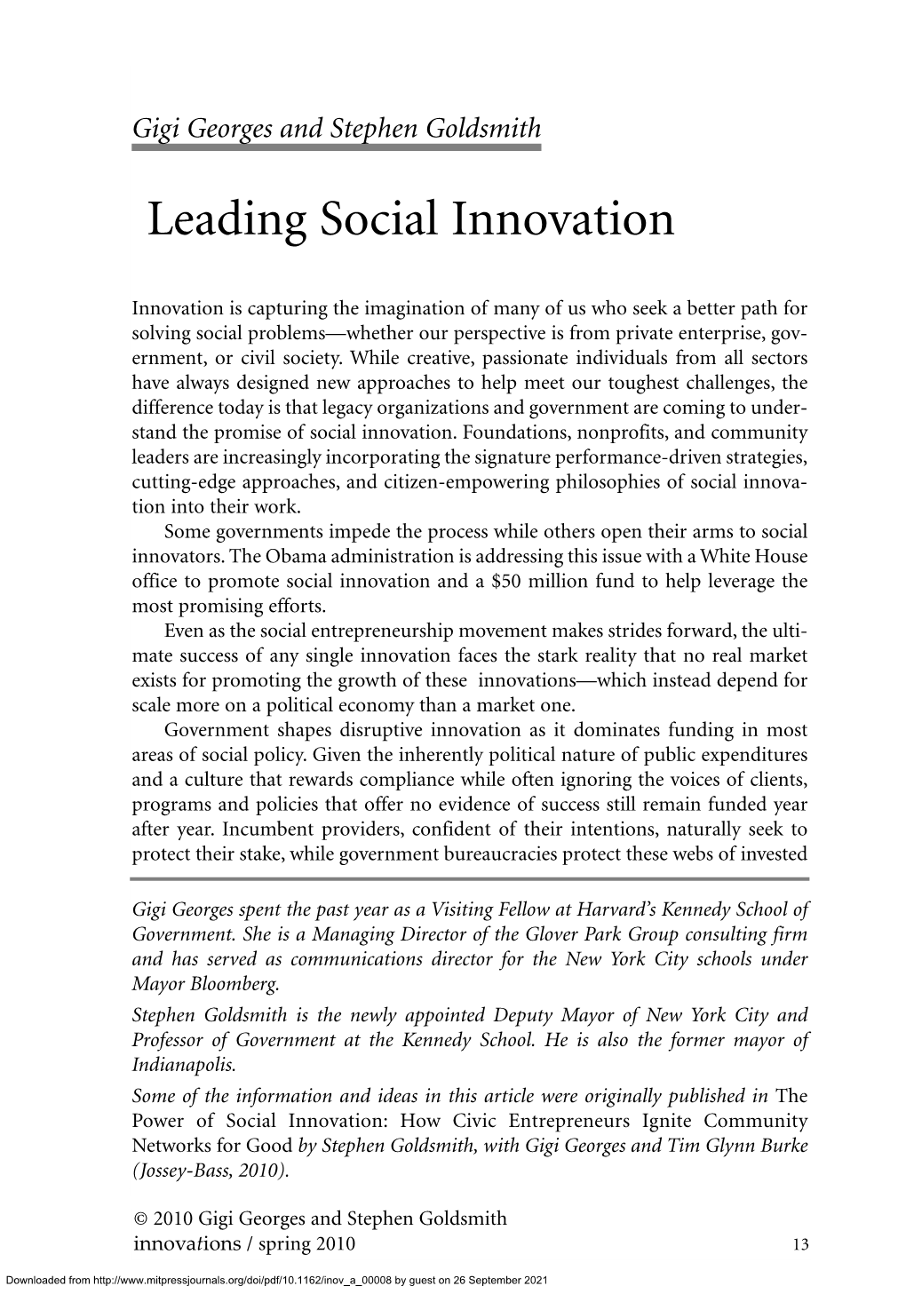 Leading Social Innovation