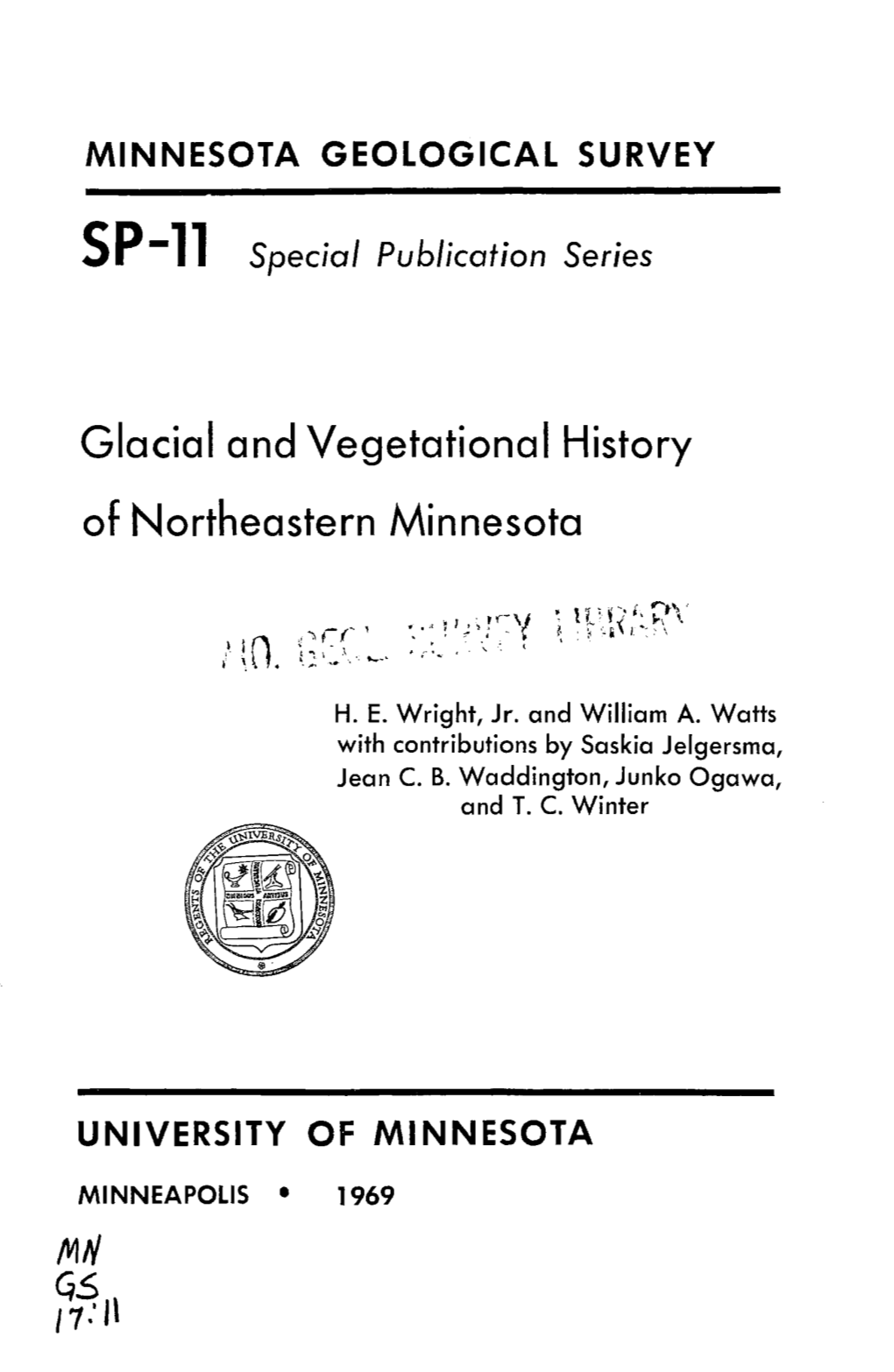 Glacial and Vegetational History of Northeastern Minnesota