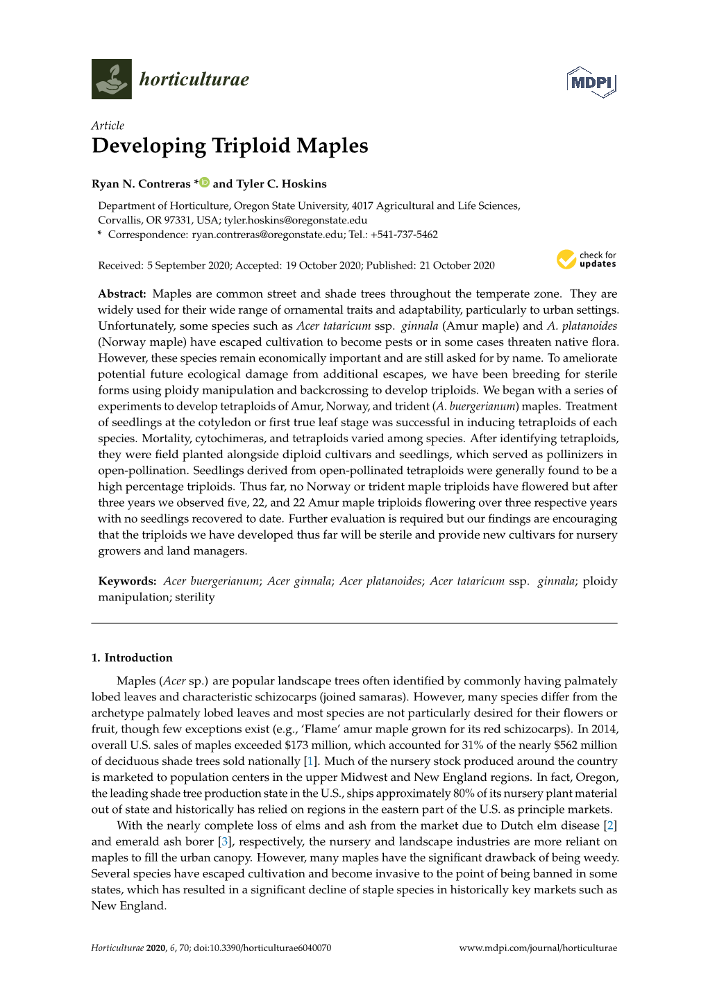 Developing Triploid Maples