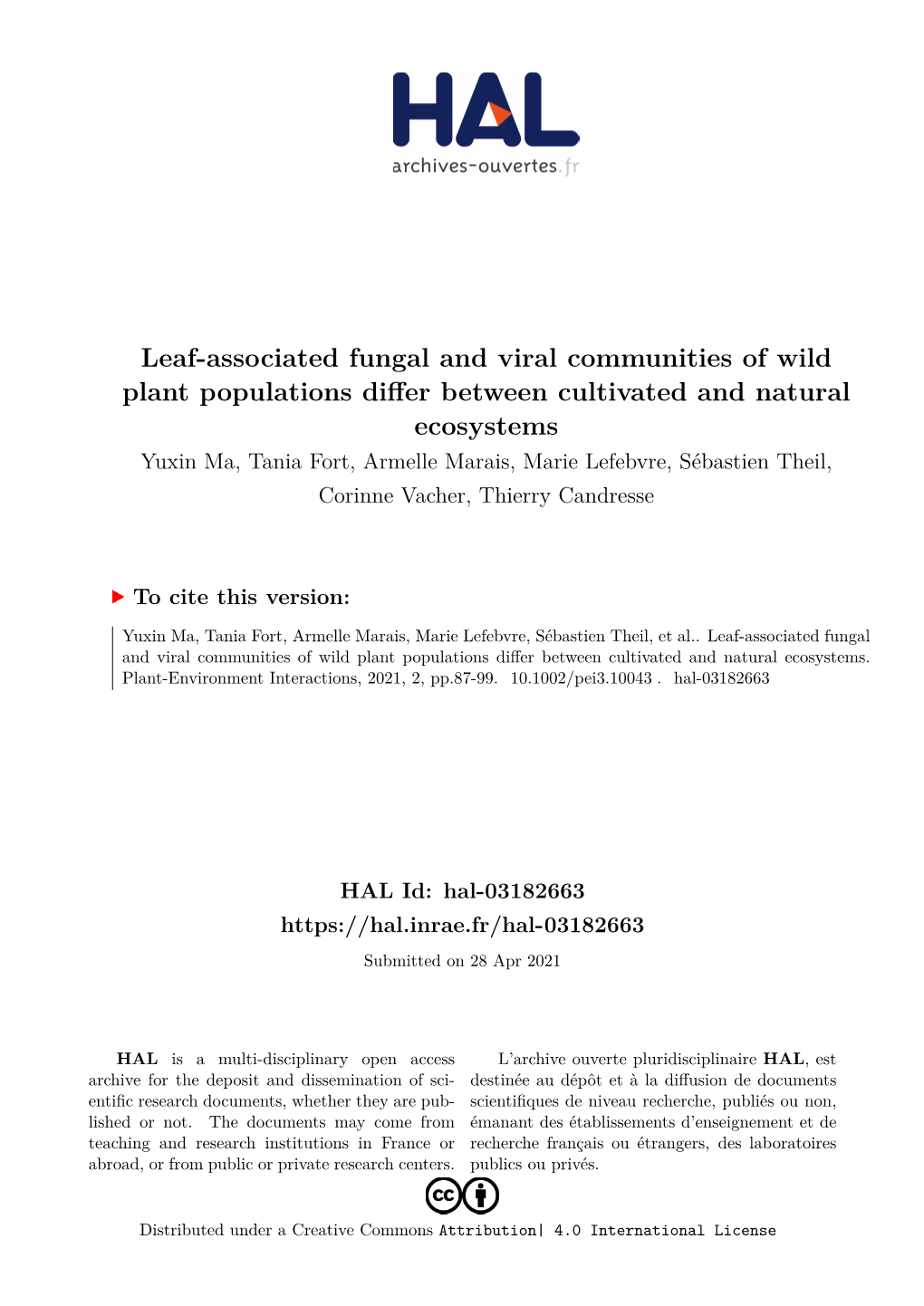 Leaf-Associated Fungal and Viral Communities of Wild Plant