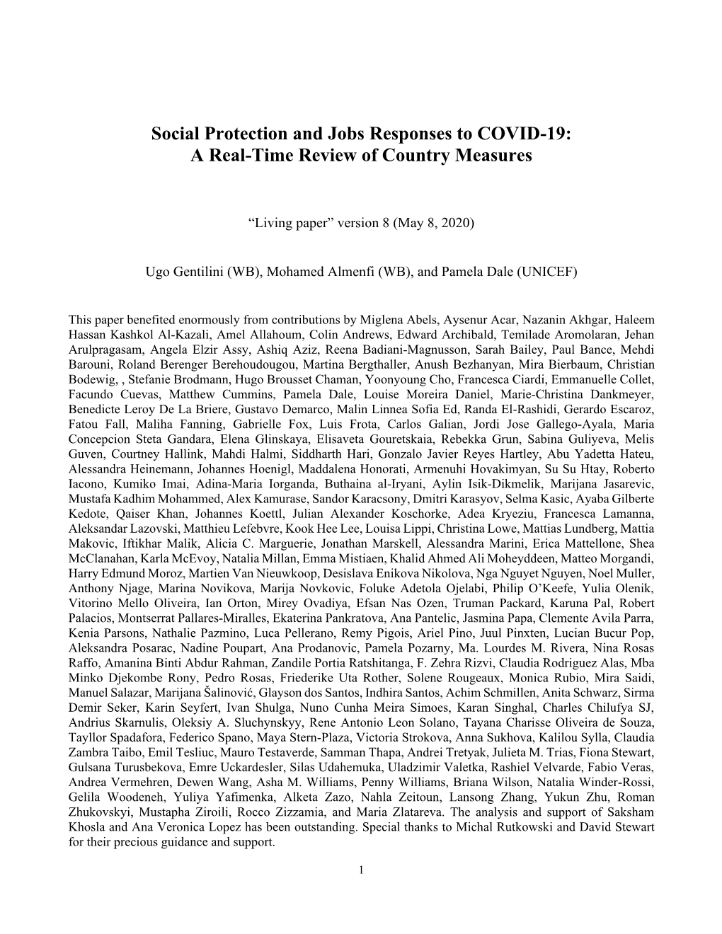 Social Protection and Jobs Responses to COVID-19: a Real-Time Review of Country Measures