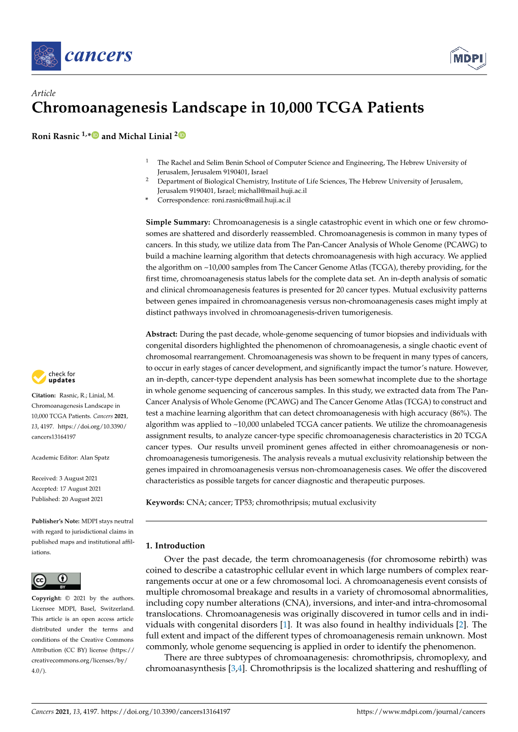 Chromoanagenesis Landscape in 10,000 TCGA Patients