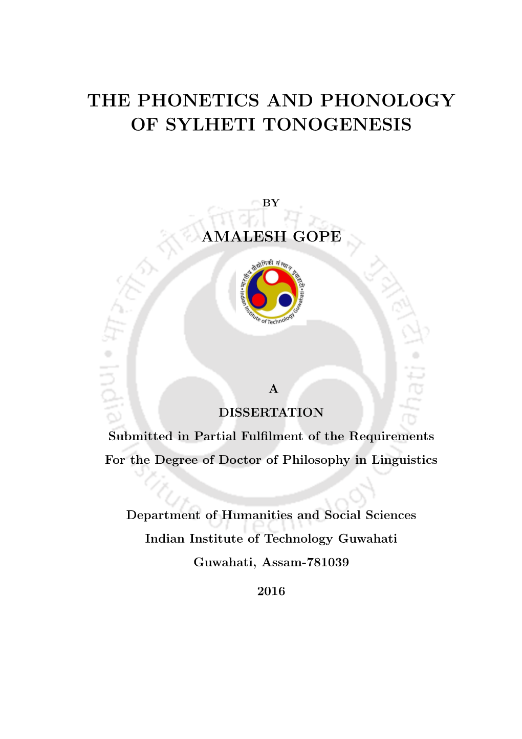 The Phonetics and Phonology of Sylheti Tonogenesis