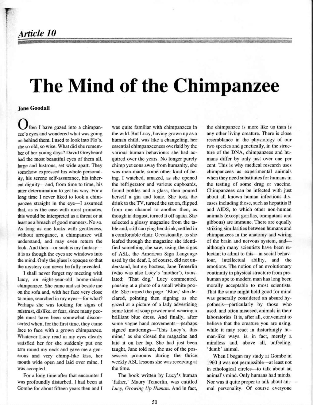 The Mind of the Chimpanr,Ee