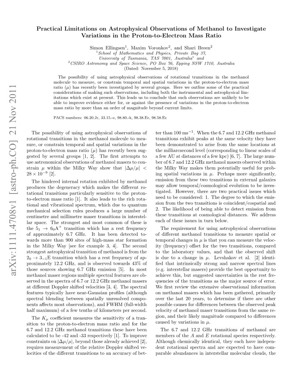 Practical Limitations on Astrophysical Observations of Methanol To