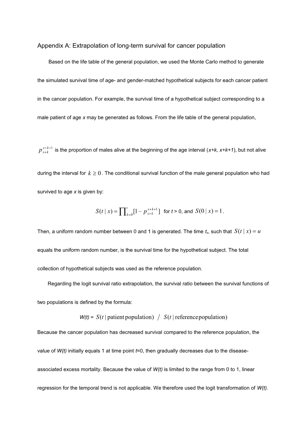 Appendix A: Extrapolation of Long-Term Survival for Cancer Population
