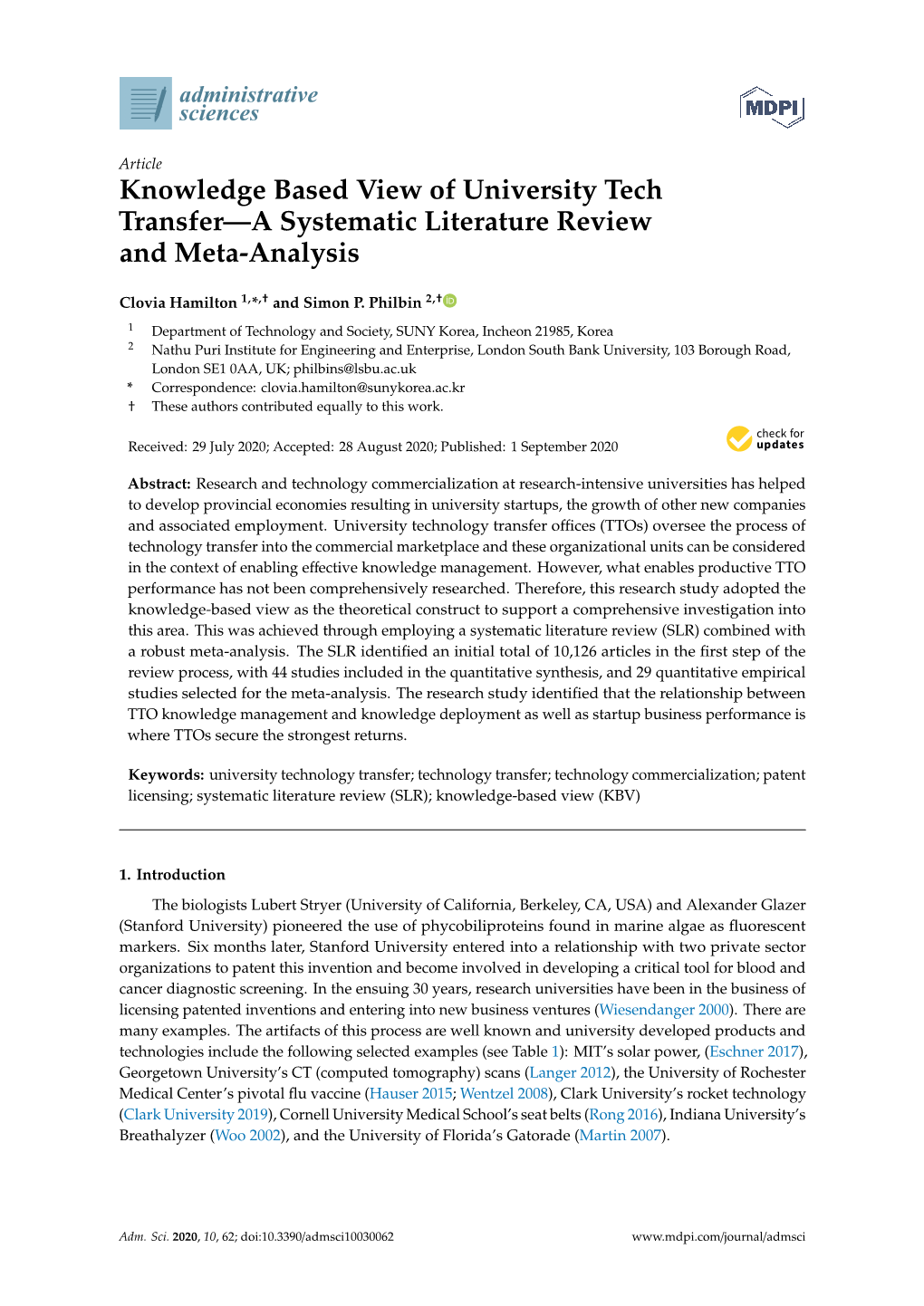 Knowledge Based View of University Tech Transfer—A Systematic Literature Review and Meta-Analysis