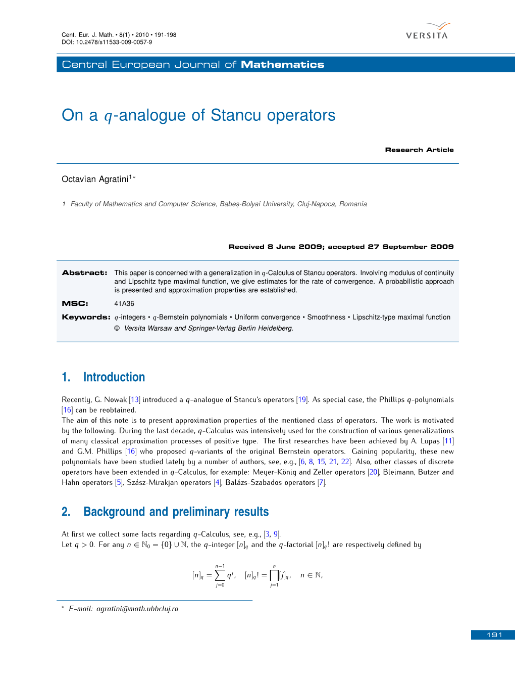 On a -Analogue of Stancu Operators