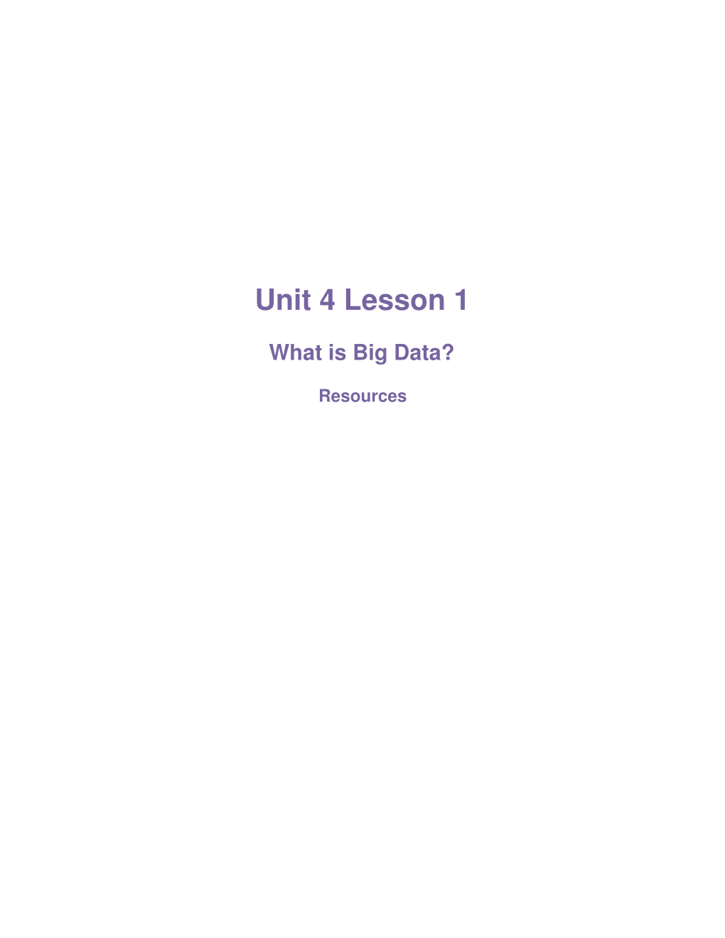 Unit 4 Lesson 1