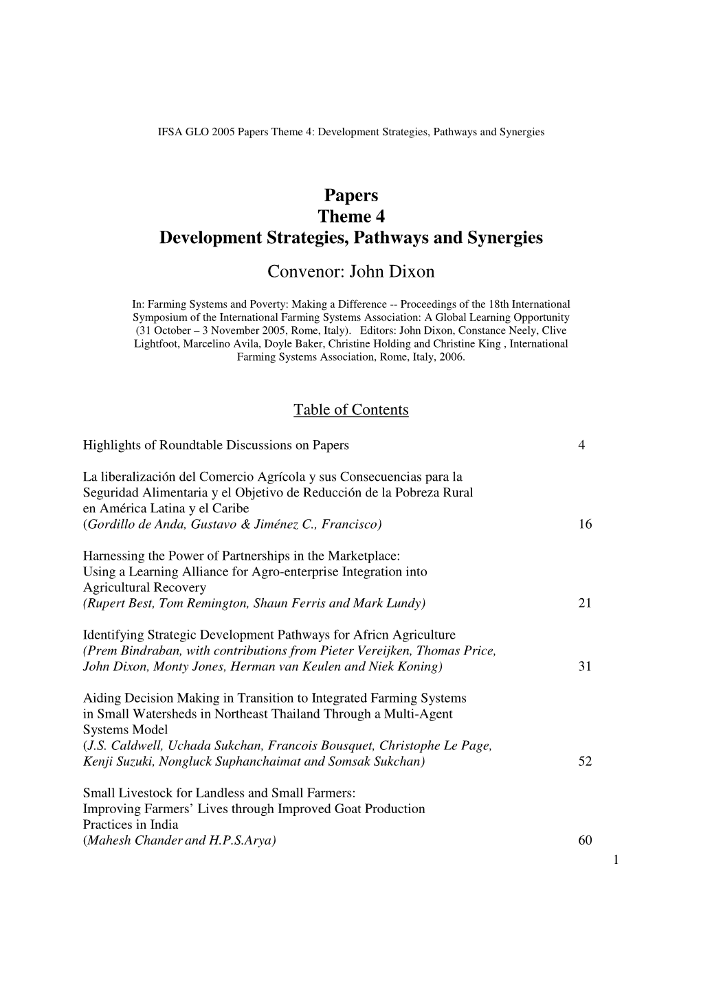 Papers Theme 4 Development Strategies, Pathways and Synergies