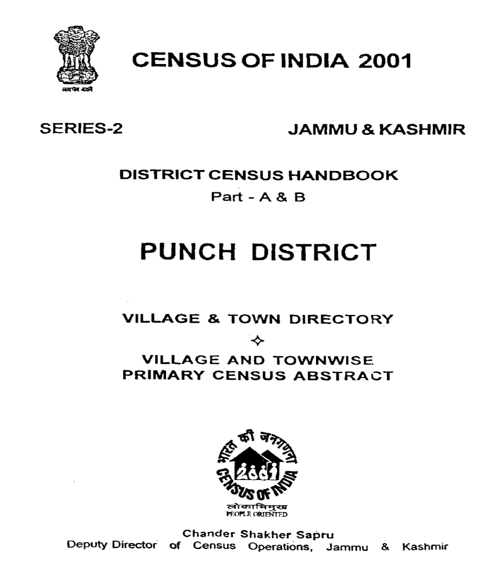 District Census Handbook, Punch, Part XII-A & B, Series-2