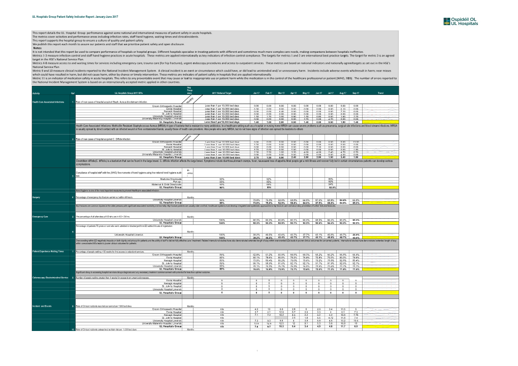 UL Hospitals Group Patient Safety Indicator Report: January-June 2017