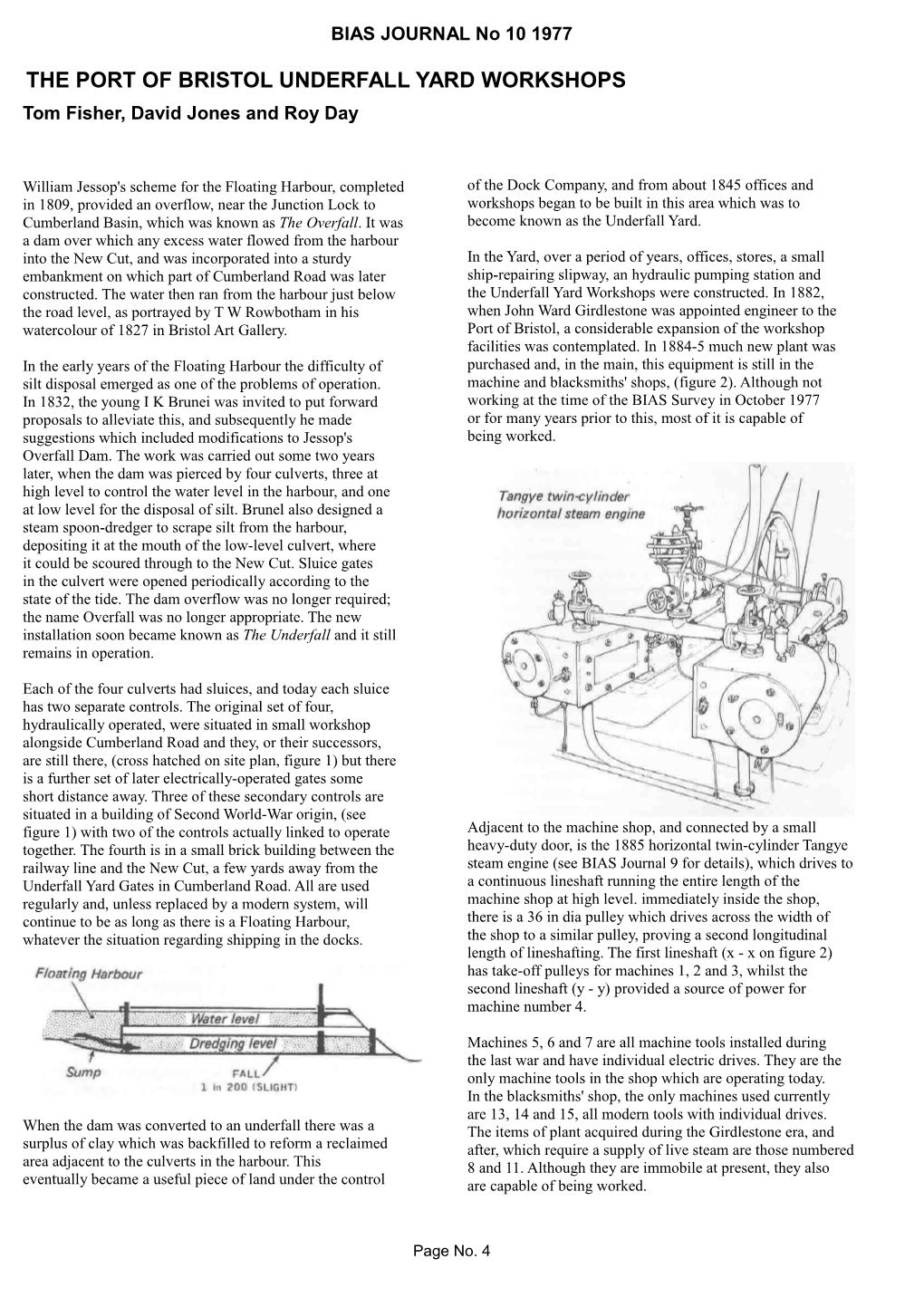 THE PORT of BRISTOL UNDERFALL YARD WORKSHOPS Tom Fisher, David Jones and Roy Day