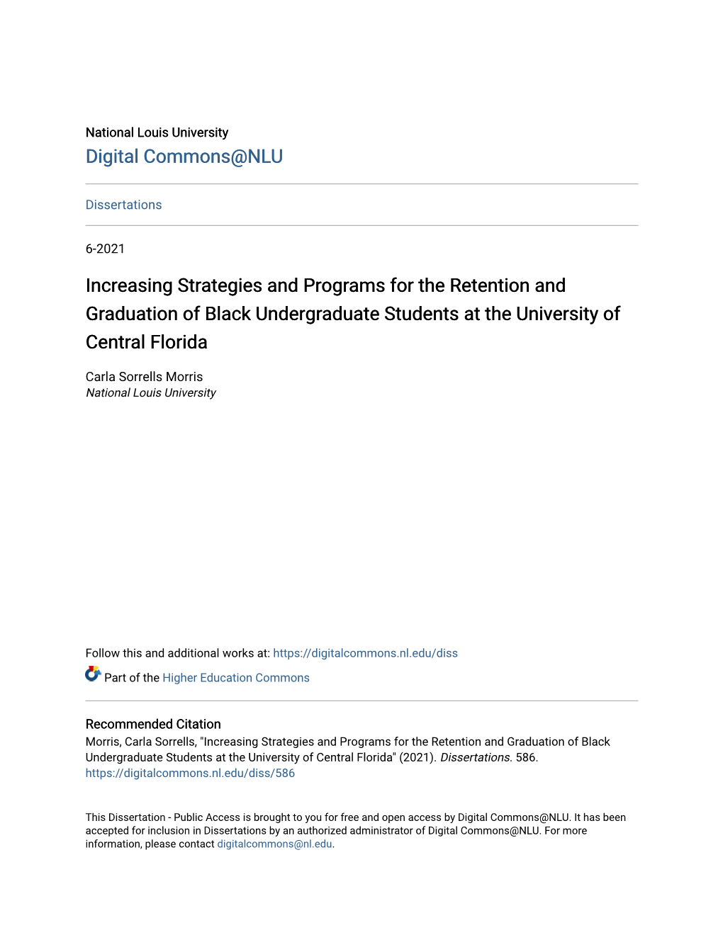 Increasing Strategies and Programs for the Retention and Graduation of Black Undergraduate Students at the University of Central Florida