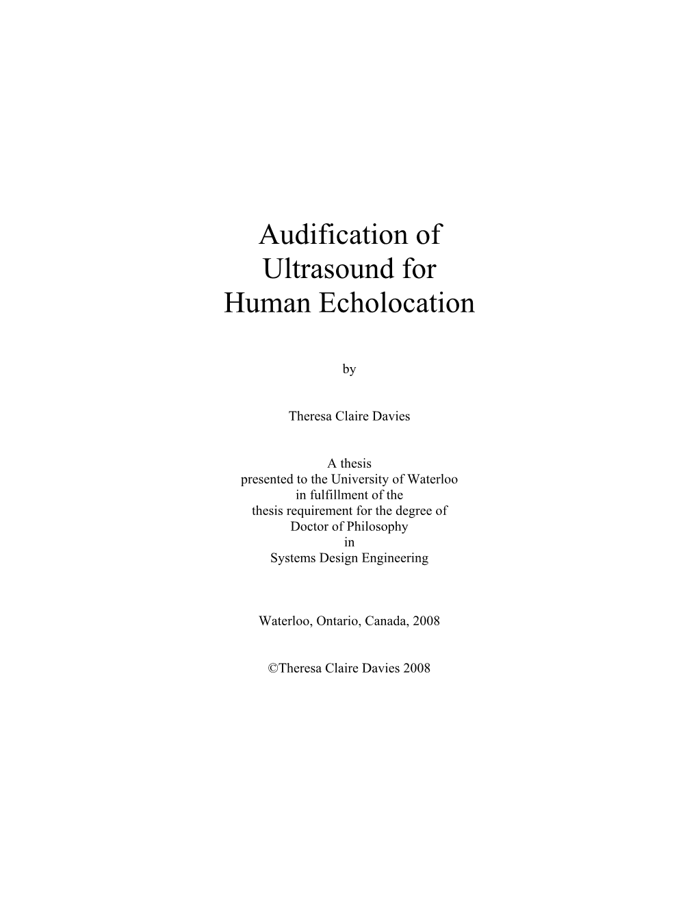 Audification of Ultrasound for Human Echolocation