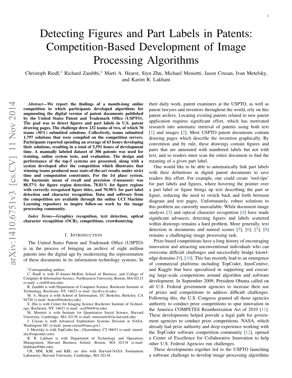 Detecting Figures and Part Labels in Patents: Competition-Based Development of Image Processing Algorithms