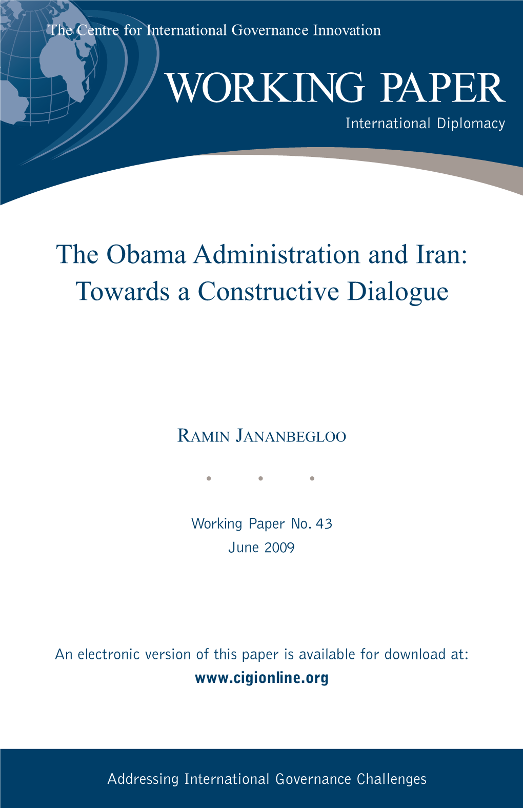 The Obama Administration and Iran: Towards a Constructive Dialogue