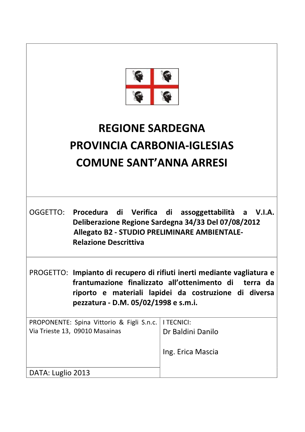Regione Sardegna Provincia Carbonia-Iglesias Comune Sant’Anna Arresi