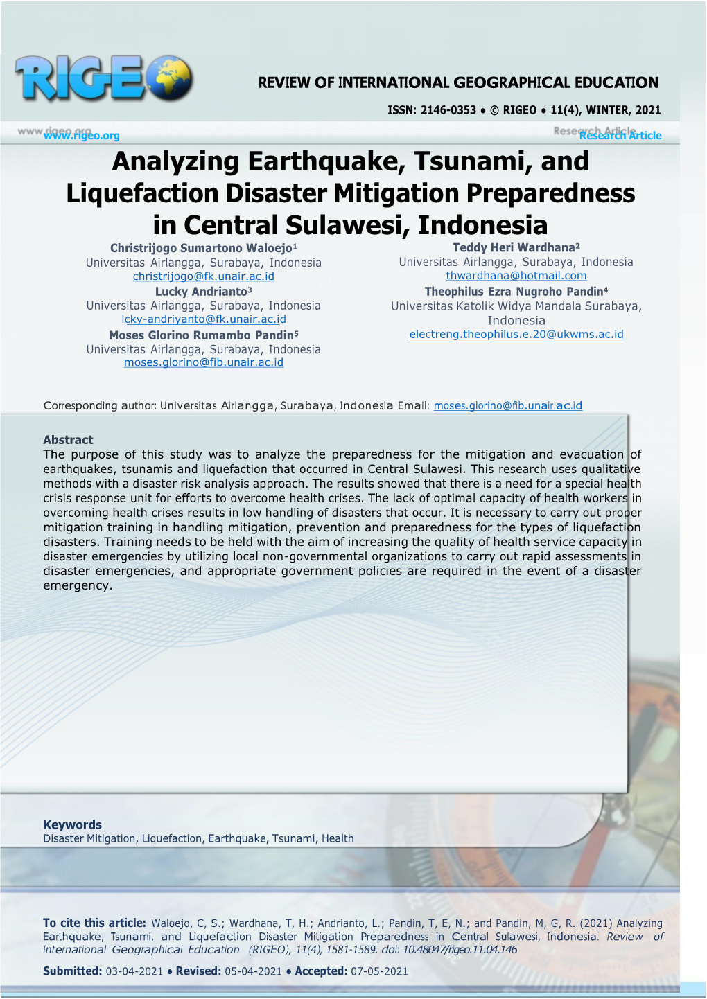 Analyzing Earthquake, Tsunami, and Liquefaction Disaster Mitigation