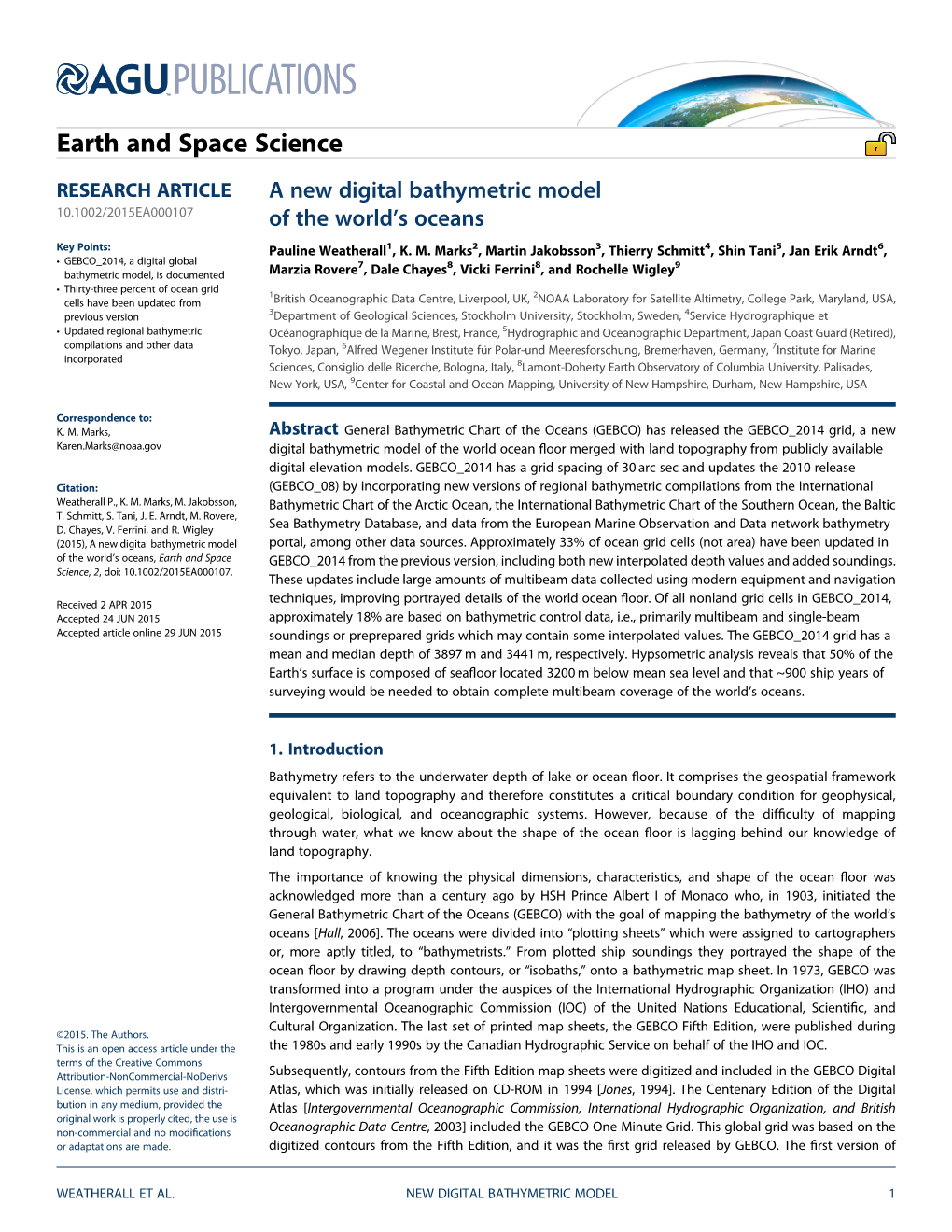 A New Digital Bathymetric Model of the World's Oceans