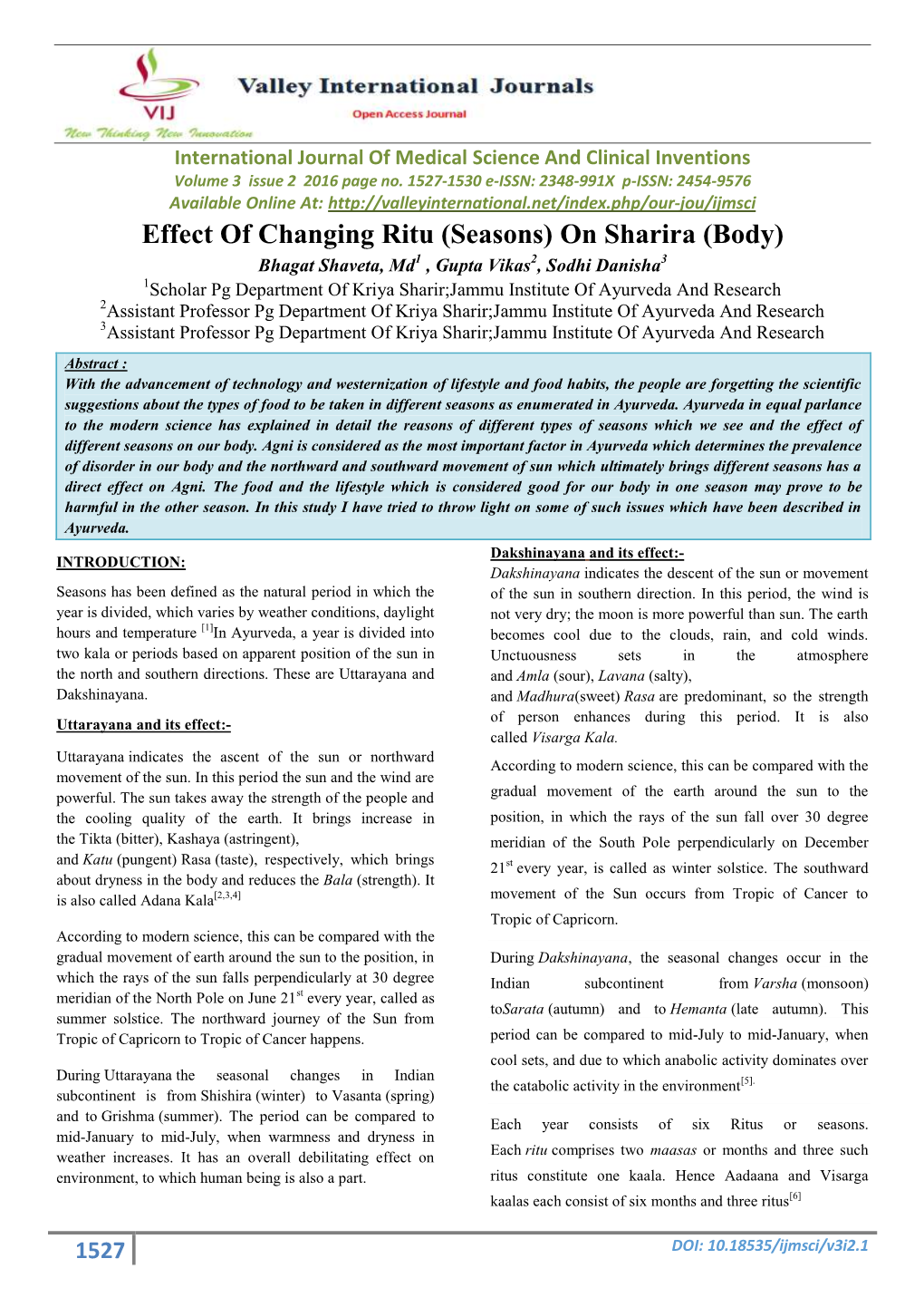 Effect of Changing Ritu (Seasons) on Sharira (Body)