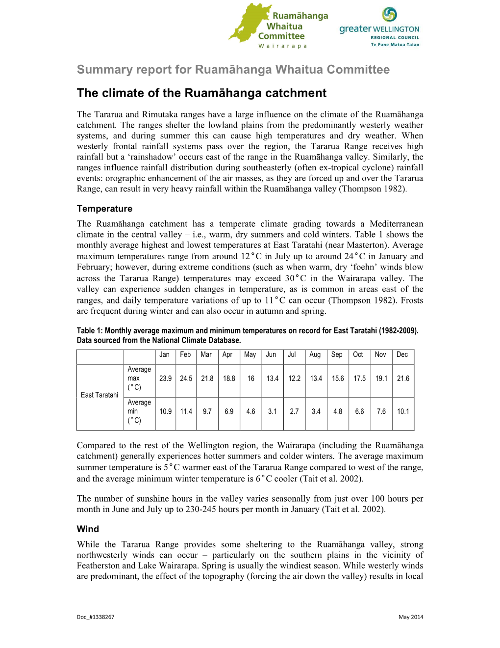 The Climate of the Ruamāhanga Catchment