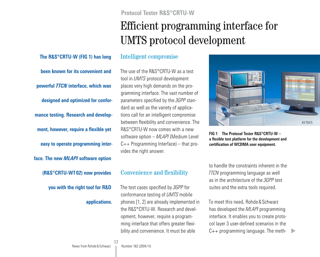 Efficient Programming Interface for UMTS Protocol Development