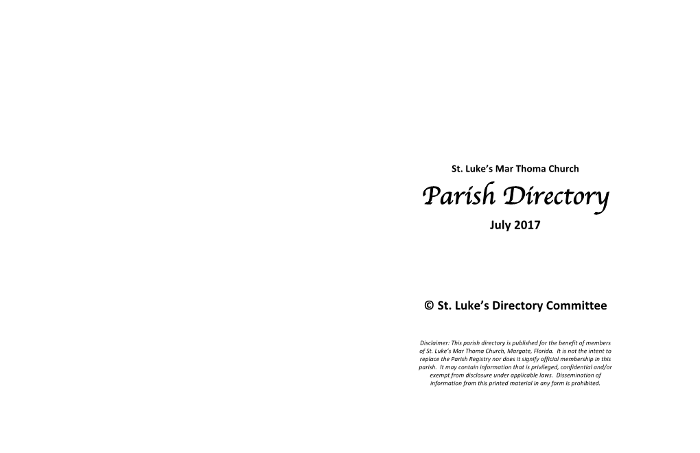 Parish Directory July 2017