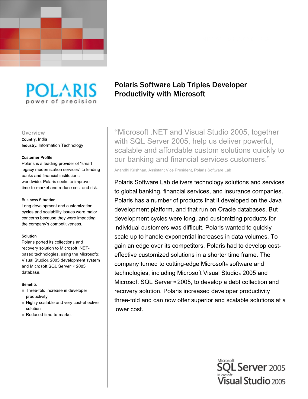 Polaris Software Triples Developer Productivity With Microsoft