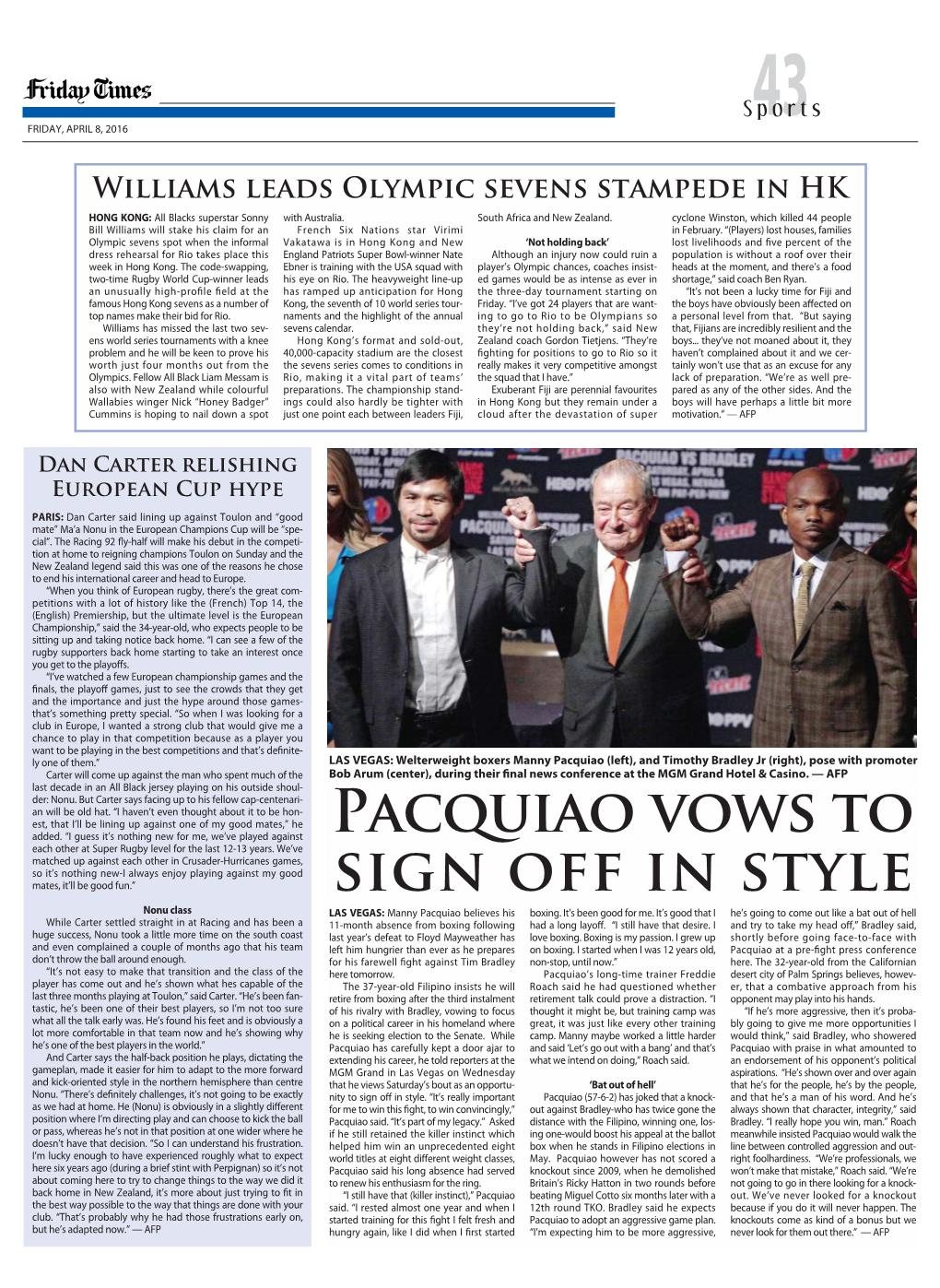 Pacquiao Vows to Sign OFF in Style