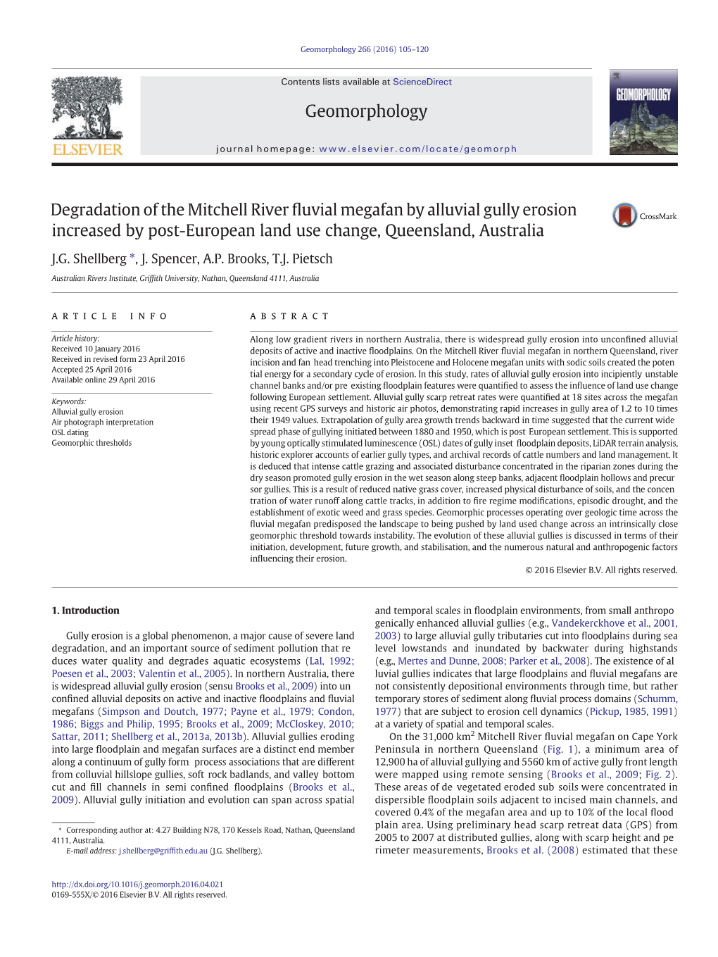 Degradation of the Mitchell River Fluvial Megafan by Alluvial Gully Erosion Increased by Post-European Land Use Change, Queensla