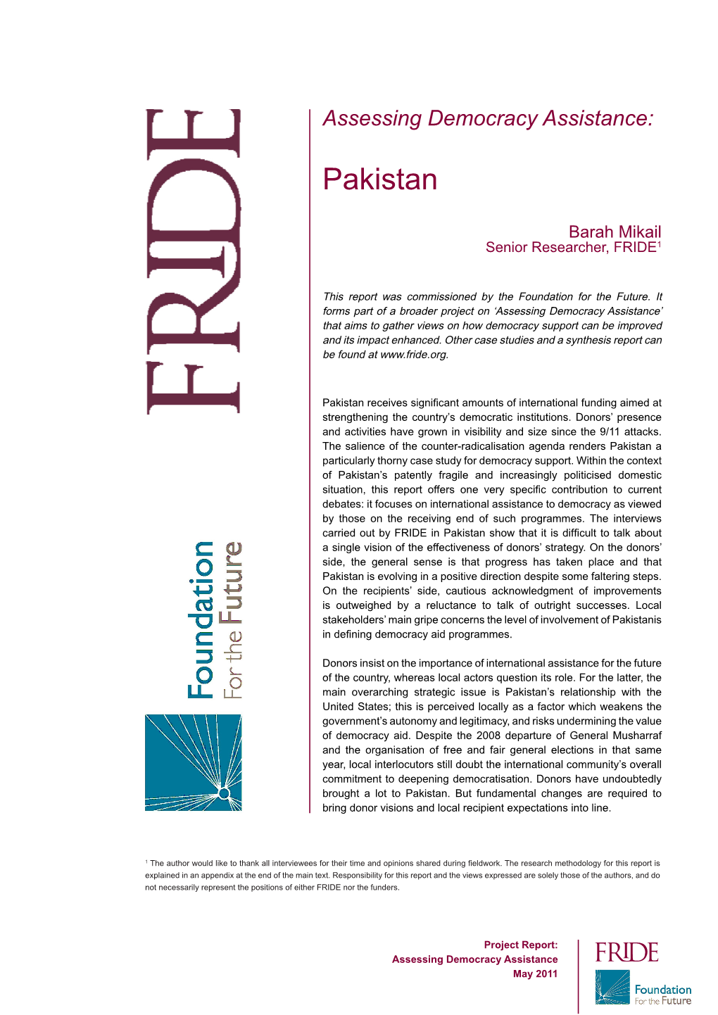 Assessing Democracy Assistance: Pakistan