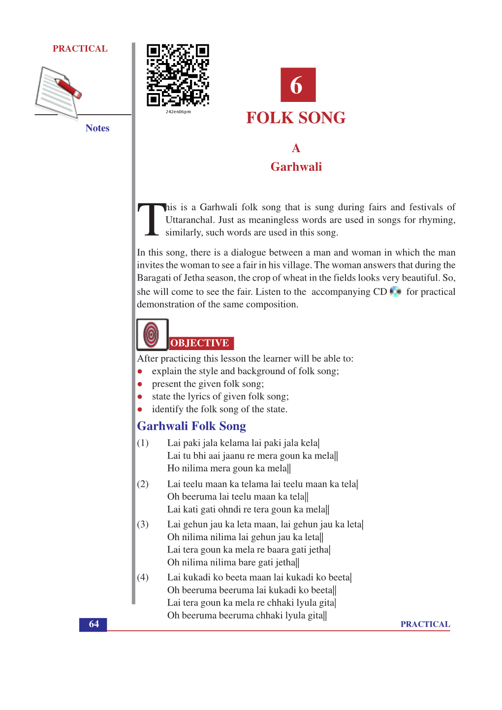 FOLK SONG Notes a Garhwali