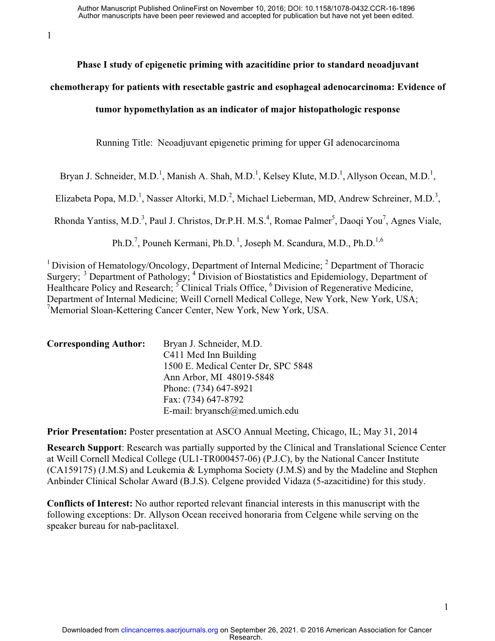 Phase I Study of Epigenetic Priming with Azacitidine Prior to Standard Neoadjuvant