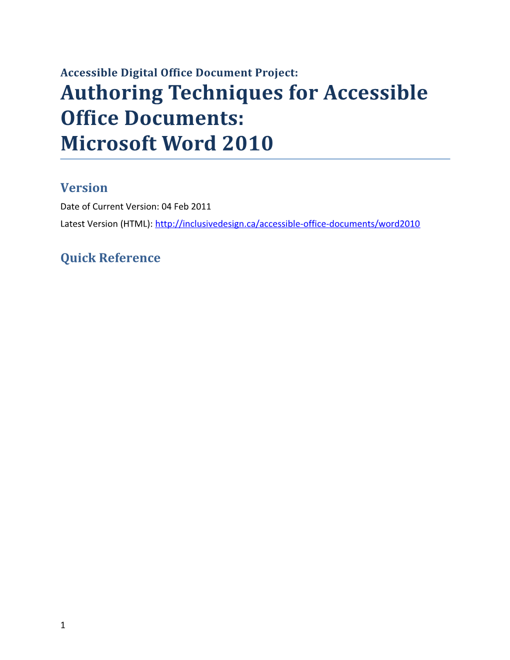 Word 2010 Accessibility Guidance