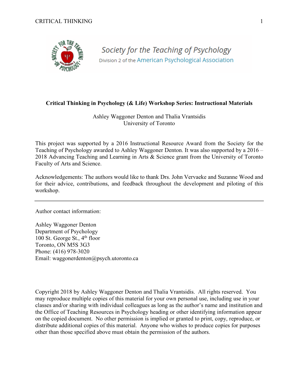 Critical Thinking in Psychology (& Life) Workshop Series